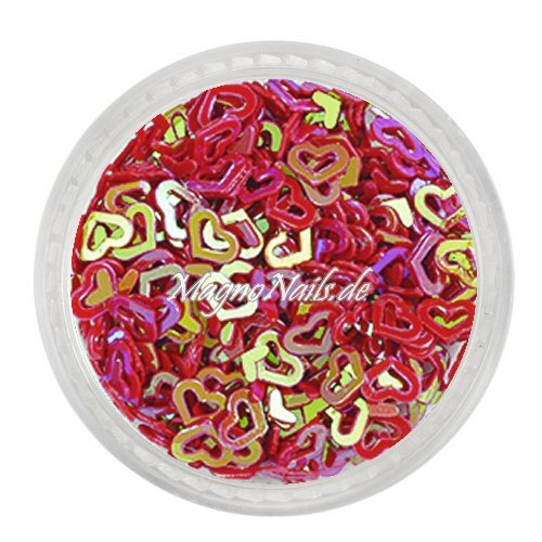 Glitter Shapes - Einlegemotive - Herzen gelocht weinrot Nail Art Nails Nagel Nögel Nailart