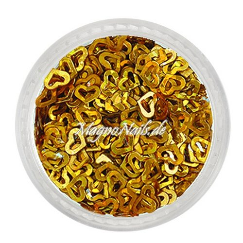 Glitter Shapes - Einlegemotive - Herzen gelocht gold hologramm Nail Art Nails Nagel Nögel Nailart