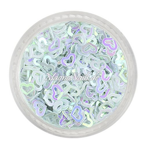Glitter Shapes - Einlegemotive - Herzen gelocht weiß Nail Art Nails Nagel Nögel Nailart