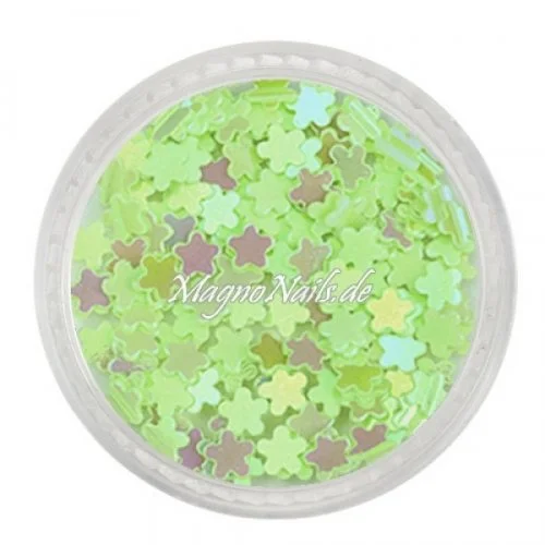 Glitter Shapes - Einlegemotive - Blumen apfelgrün Nail Art Nails Nagel Nögel Nailart