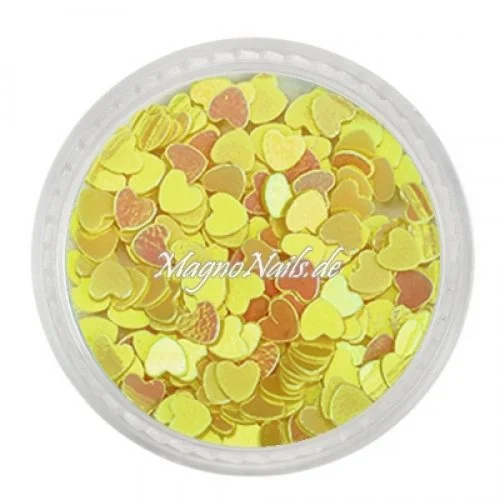 Glitter Shapes - Einlegemotive - Herzen gelb Nail Art Nails Nagel Nögel Nailart