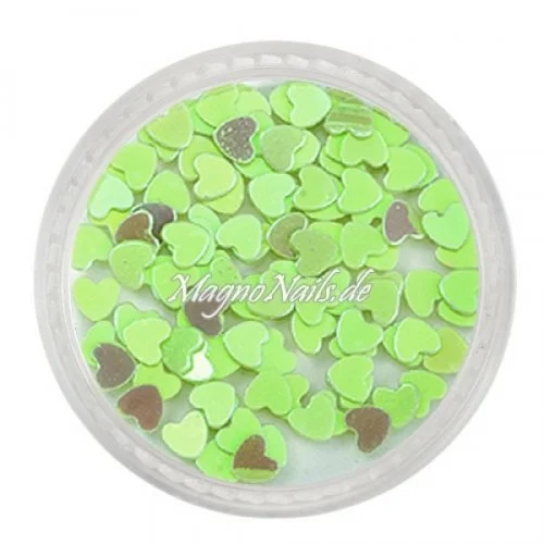 Glitter Shapes - Einlegemotive - Herzen apfelgrün Nail Art Nails Nagel Nögel Nailart