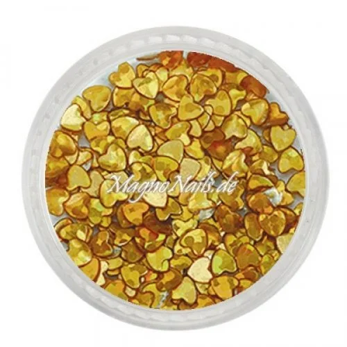 Glitter Shapes - Einlegemotive - Herzen gold hologramm Nail Art Nails Nagel Nögel Nailart