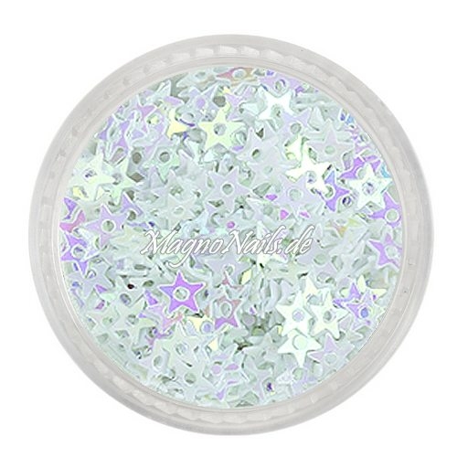 Glitter Shapes - Einlegemotive - Sternchen gelocht weiß Nail Art Nails Nagel Nögel Nailart Einleger