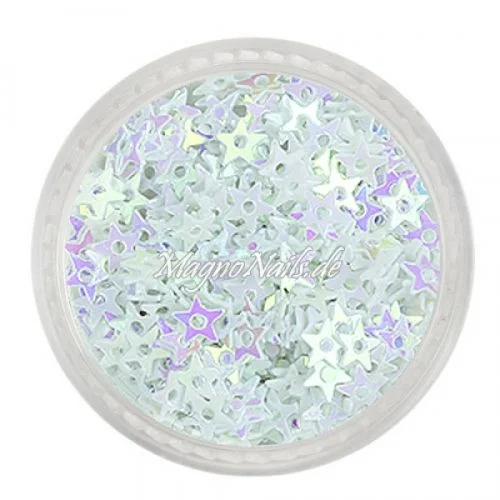 Glitter Shapes - Einlegemotive - Sternchen gelocht weiß Nail Art Nails Nagel Nögel Nailart Einleger
