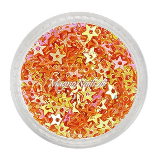 Glitter Shapes - Einlegemotive - Sternchen gelocht orange Nail Art Nails Nagel Nögel Nailart Einleger