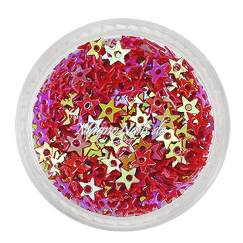 Glitter Shapes - Einlegemotive - Sternchen gelocht weinrot Nail Art Nails Nagel Nögel Nailart Einleger