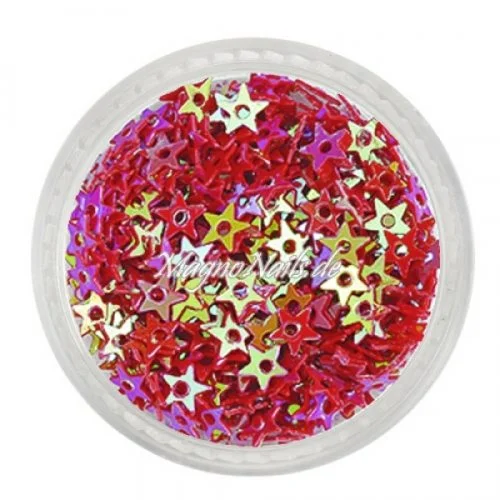 Glitter Shapes - Einlegemotive - Sternchen gelocht weinrot Nail Art Nails Nagel Nögel Nailart Einleger
