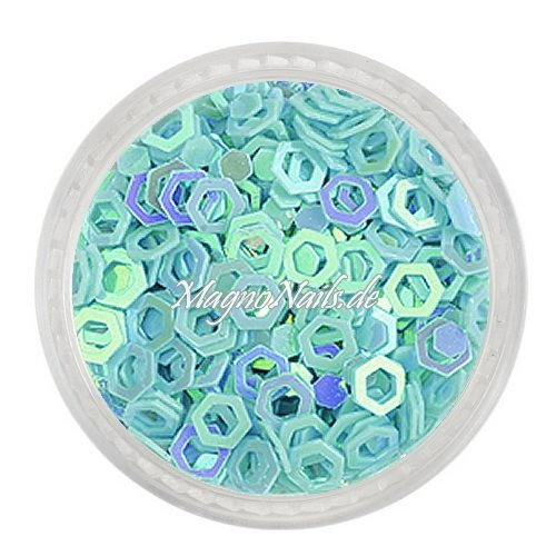 Glitter Shapes - Einlegemotive - hexagon gelocht blau Nail Art Nails Nagel Nögel Nailart Einleger