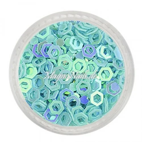 Glitter Shapes - Einlegemotive - hexagon gelocht blau Nail Art Nails Nagel Nögel Nailart Einleger