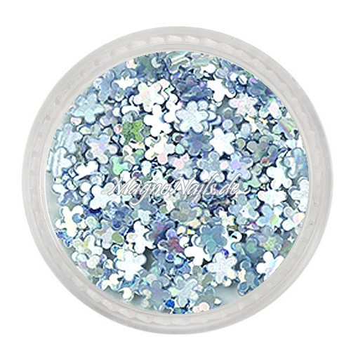 Glitter Shapes - Einlegemotive - Blumen silber hologramm Nail Art Nails Nagel Nögel Nailart