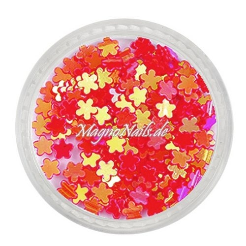 Glitter Shapes - Einlegemotive - Blumen korallenrot Nail Art Nails Nagel Nögel Nailart