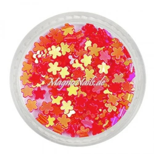 Glitter Shapes - Einlegemotive - Blumen korallenrot Nail Art Nails Nagel Nögel Nailart
