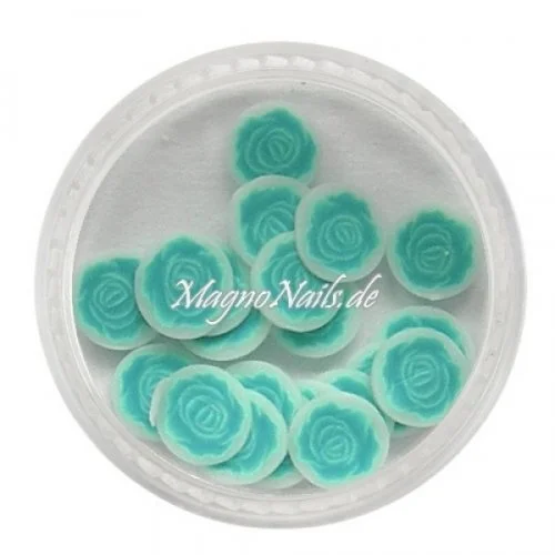 Einlegemotive - Fimo Shapes - Rosen türkis Nail Art Nails Nagel Nögel Nailart
