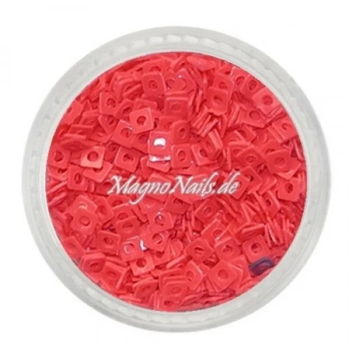 Glitter Shapes - Einlegemotive - Quadrat korallenrot Nail Art Nails Nagel Nögel Nailart