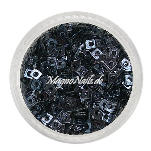 Glitter Shapes - Einlegemotive - Quadrat anthrazit metallic Nail Art Nails Nagel Nögel Nailart