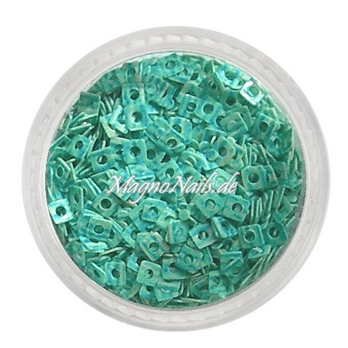 Glitter Shapes - Einlegemotive - Quadrat weiß-mint Nail Art Nails Nagel Nögel Nailart