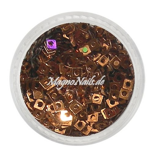 Glitter Shapes - Einlegemotive - Quadrat hellbraun metallic Nail Art Nails Nagel Nögel Nailart Einleger