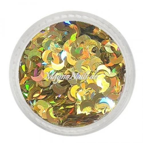 Glitter Shapes - Einlegemotive - Mond gold hologramm Nail Art Nails Nagel Nögel Nailart