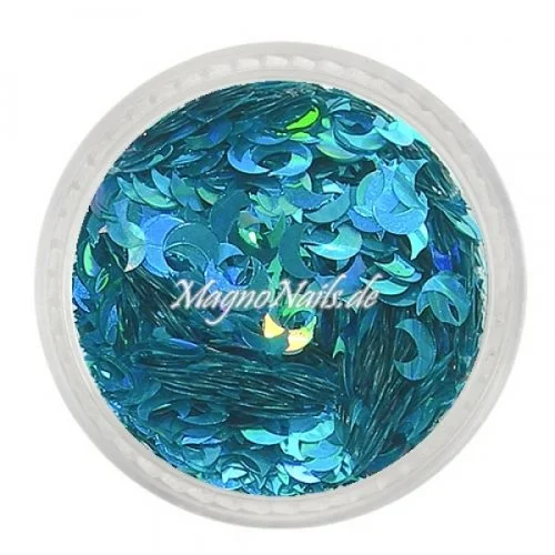 Glitter Shapes - Einlegemotive - Mond hellblau hologramm Nail Art Nails Nagel Nögel Nailart