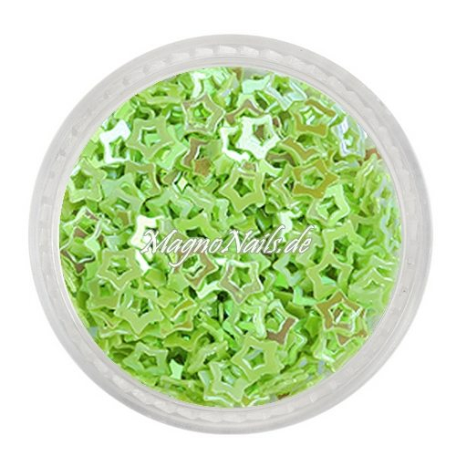 Glitter Shapes - Einlegemotive - Sterne gelocht apfelgrün Nail Art Nails Nagel Nögel Nailart Einleger