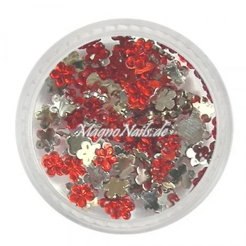 Strasssteine - Blume klein rot Nageldesign Nägel Nails Nagelstudio Einleger Nailart