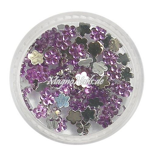 Strasssteine - Blume klein flieder Nageldesign Nägel Nails Nagelstudio Einleger Nailart