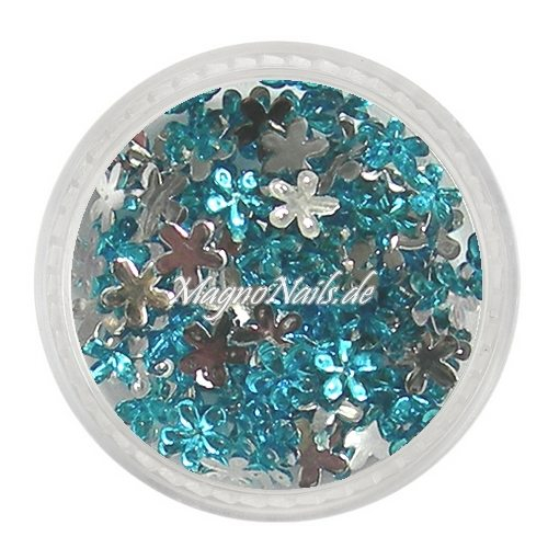 Strasssteine - Blume groß türkis Nageldesign Nägel Nails Nagelstudio Einleger Nailart