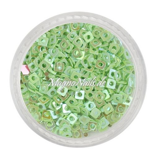 Glitter Shapes - Einlegemotive - Quadrat apfelgrün Nail Art Nails Nagel Nögel Nailart Einleger