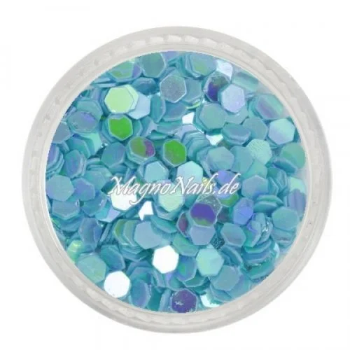 Glitter Shapes - Einlegemotive - hexagon hellblau Nail Art Nails Nagel Nögel Nailart Einleger