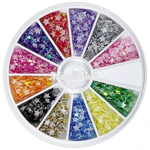 3D Einlegemotive - Shapes Sterne in einer Rondell  Nail Art Soft Einleger