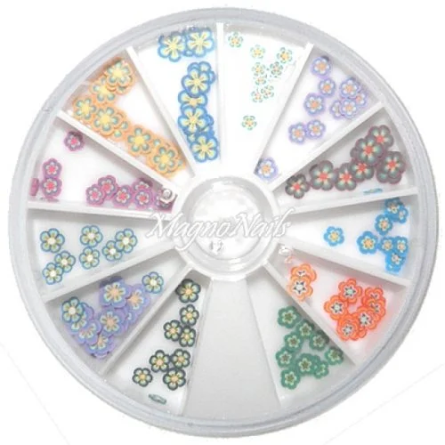 Fimo Einlegemotive - Blumen in einer Rondell Nageldesign Nägel Nailart Nails Nagelstudio