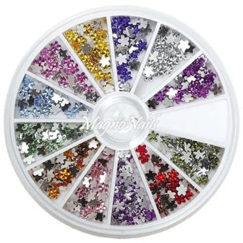 Strasssteine Blumen in einer Rondell Nageldesign Nägel Nails Nagelstudio Einleger Nailart