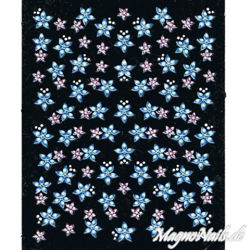 Nail Art 2D Sticker Nagelaufkleber Aufkleber Nageldesign Nägel selbstklebend Blumen blau