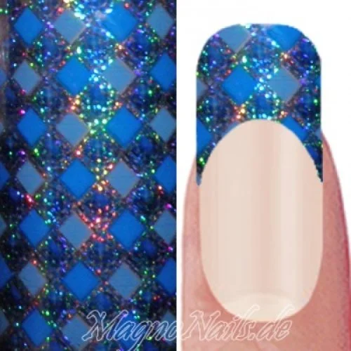 Nail Art Transfer Folie 1,5m - Nail Foil - Caro Blue Nailart Nails Nägel Schmuck TransferFolie Nagelfolie Nageldesign