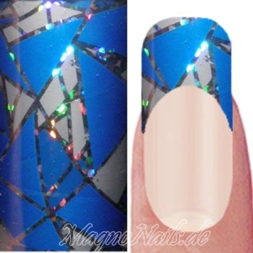 Nail Art Transfer Folie 1,5m - Nail Foil - Blue Triangles Nagelfolie Nageldesign Folie Tranferfolie Nailart
