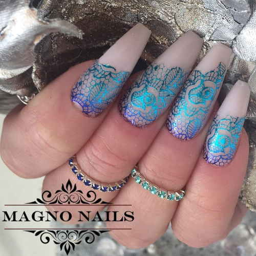 Preview: Blau Hologramm Sticker Sommernägel Nageldesign Ideen Sommer Nägel Sommer Nagelgel