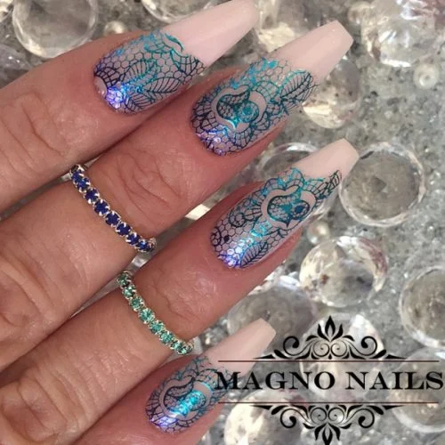 Weiß Makeup Camouflage Sticker blau Sommernägel Nageldesign Ideen Sommer Nägel Sommer Nagelgel