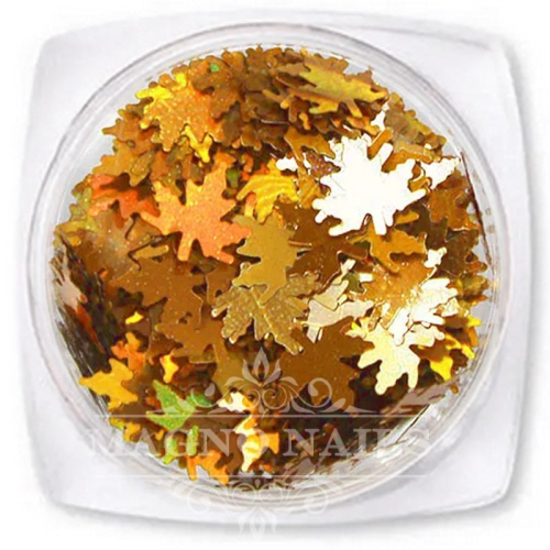 Nail Art Glitter Shapes - Herbst Blätter gold hologramm Nägel Nail art Nailart Nageldesign Nagel
