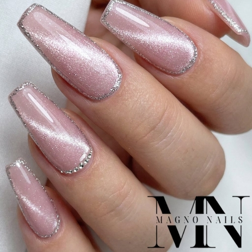 Preview: Cat Eye Gel - Fliedr Rosa - Nageldesign Ideen