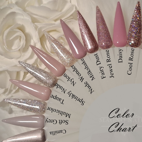 Preview: Farbpalette Sommerfarben Helle UV Gele Rosa Nude Grau