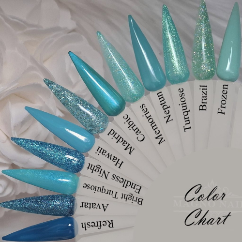 Preview: Hell Dunkel Mint Turquiose Farbpalette Farb Tips Nageltips