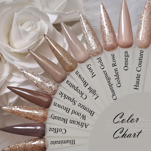 Preview: Herbst Braun Nude Glitzer Glitter Farbpalette Nägel Farbkarte Nageltips