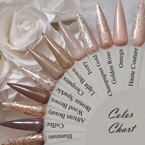 Herbst Braun Nude Glitzer Glitter Farbpalette Nägel Farbkarte Nageltips