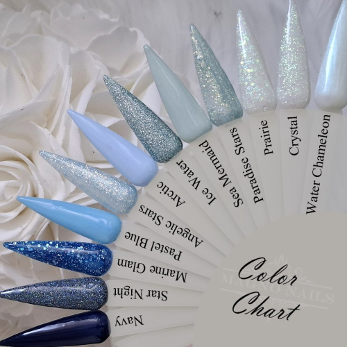 Preview: Dunkelblau hellblau weiß Glitzer Glitter Farbpalette Farbkarte Farbtips Nageltips