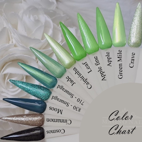 Preview: Color Chart Schwarz Farbpalette Grün Olive Grün Nageldesign