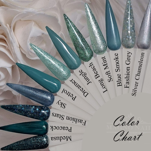 Preview: Dunkel Mint Blau Grau Glitter Glitzer Farbpalette Farbtips Nageltips Nägel