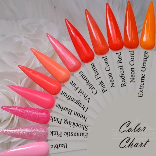 Preview: Farbpalette Farbkarte Neonfarben Neon Pink Orange Coral Nägel Nails Nageldesign