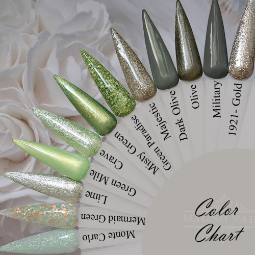 Preview: Olivgrün Grün Militär Grün Glitter Gliter Farbpalette Farbkarte UV Gele