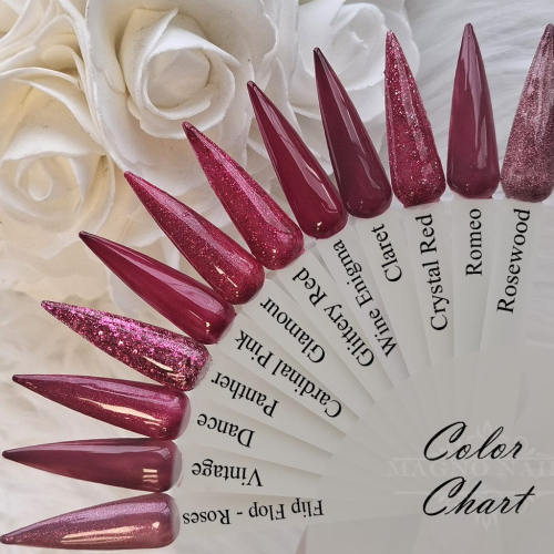 Preview: Farbpalette Naildesign Color Chart Nails Winered Wine Red Pink